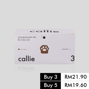 3 Ply Surgical Face Mask Teddy White & Brown Bears [50 pcs]