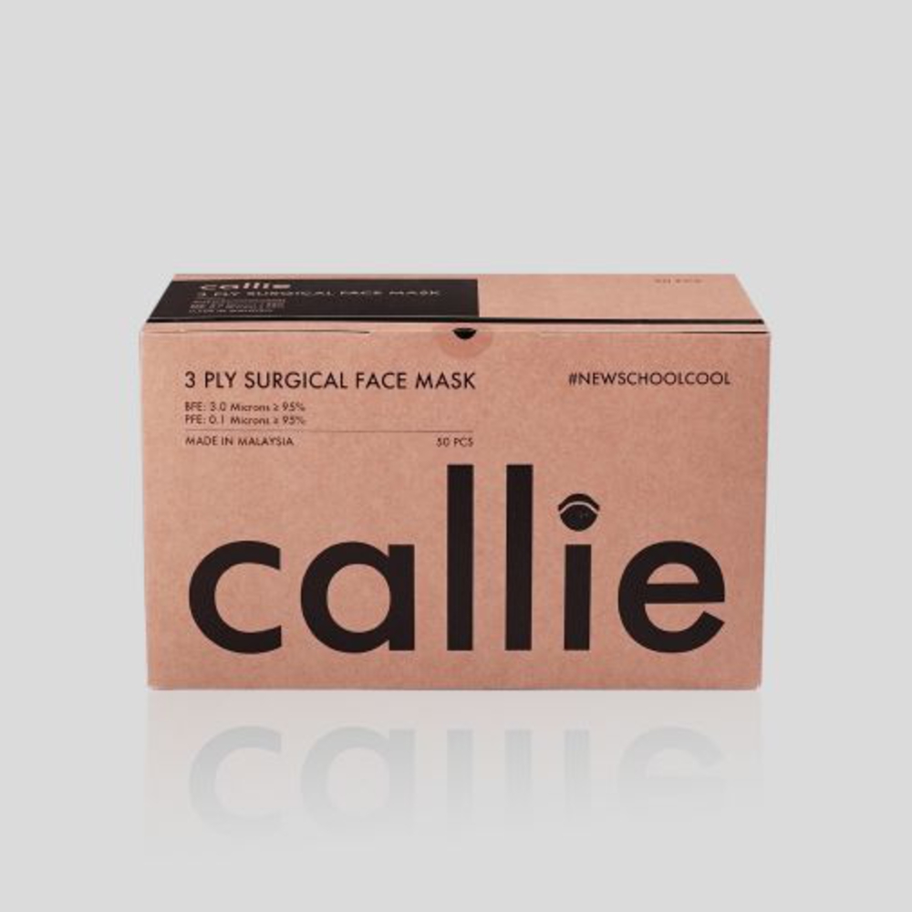 Callie Mask: 3-ply adult surgical face mask made in Malaysia, in colour Ultra Blackout