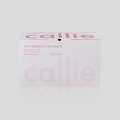 Callie Mask: A box of 50, 4-ply surgical face mask, made in Malaysia, in colour Pink Beret