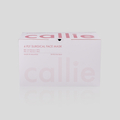Callie Mask: A box of 50, 4-ply surgical face mask, made in Malaysia, in colour Pink Beret